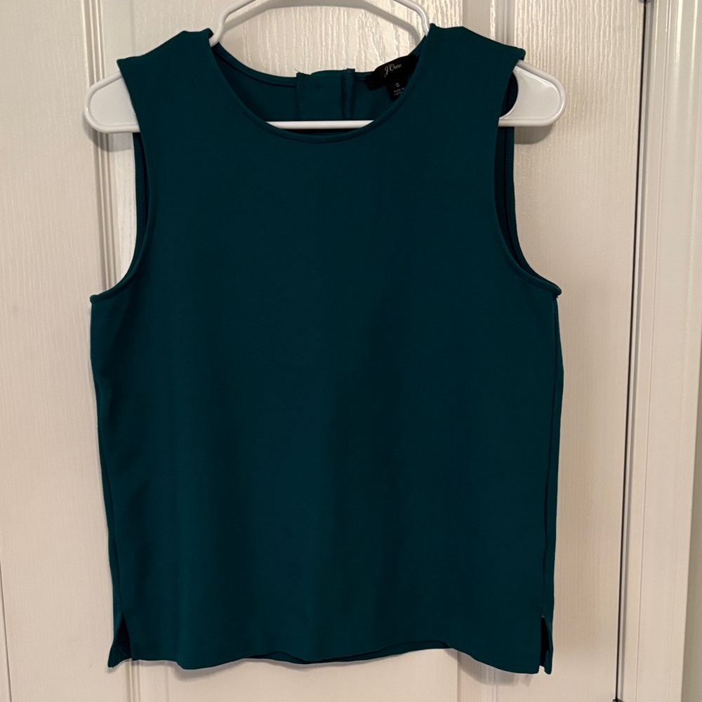 J. Crew Women’s Deep Teal Tank Top with Beautiful Button Details on Back Small